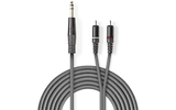 Cable de Audio Estéreo - 6,35 mm Macho - 2x RCA Macho - 3,0 m - Gris