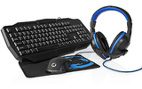 Kit Gaming Combo - 4-en-1 - Teclado, Headset, ratón y alfombrilla de ratón - Azul / Negro - QWER
