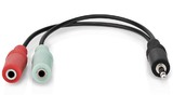 Cable de audio estéreo - 3.5 mm Macho - 2x 3.5 mm hembra - Niquelado - 0.20 m - Redondo - Antrac