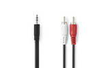 Cable de audio estéreo - 3.5 mm macho - 2x RCA macho - Niquelado - 10.0 m - Redondo - Negro - Bl