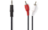 Cable de Audio Estéreo - Macho de 3,5 mm - 2x RCA Macho - 1,5 m - Negro