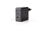 Cargador de Pared - 3,0 A - USB/USB-C - Power Delivery 45 W - Negro - Nedis WCPD45W100BK