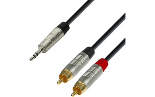 Adam Hall Cables K4 YWCC 0600 - Cable de Audio REAN de Minijack 3,5 mm estéreo a 2 RCA macho 6 m