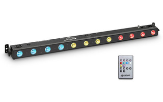 Cameo TRIBAR 200 IR - Barra de LEDs tricolor 12 x 3 W con carcasa negra y mando a distancia por 