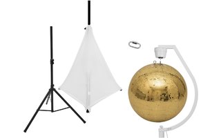 Eurolite Set Bola de espejos 50cm dorado con soporte y funda para trípode blanco