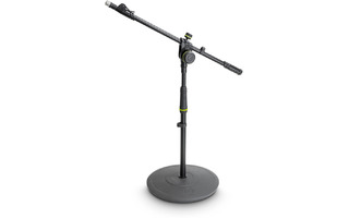 Gravity MS 2222 B - Pie de micrófono corto con base redonda y brazo jirafa telescópico de 2 punt