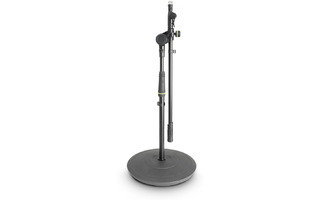 Gravity MS 2222 B - Pie de micrófono corto con base redonda y brazo jirafa telescópico de 2 punt