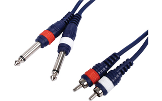 Cable para instrumentos HQ 2 RCA macho L/R > 2 mono jack L/R 1.50 metros