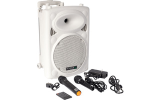 Ibiza Sound PORT10VHF Blanco Bluetooth + Microfonos inalambricos + USB / SD