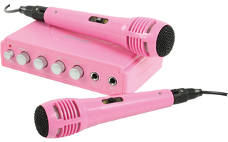 KIT de Karaoke Rosa + 2 micrófonos