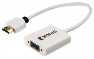Cable adaptador HDMI™ de Conector HDMI™ a VGA hembra + salida de 3,5 mm, 0,20 m en blanco