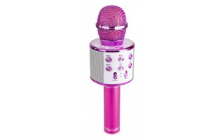 MAX KM01 Micrófono Karaoke con altavoz y reproductor BLUETOOTH/MP3 Rosa