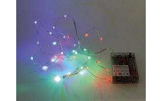 Cadena de luz con LEDs - RGB - 20 LEDs - funciona con pilas