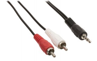 Cable adaptador de audio jack estéreo de 3.5 mm macho - 2 RCA macho de 15.00 m en color negro