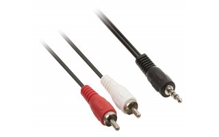Cable adaptador de audio jack estéreo de 3.5 mm macho - 2 RCA macho de 2.00 m en color negro