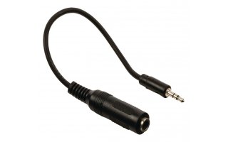 Cable adaptador de audio jack estéreo de 3.5 mm macho - 6.35 mm hembra de 0.20 m en color negro