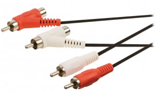 Cable de audio estéreo 2 RCA macho - 2 RCA macho + hembra de 2.00 m en color negro