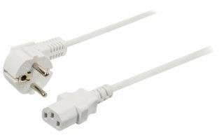Cable de alimentación con enchufe Schuko macho en ángulo - IEC-320-C13 de 2.00 m en color blanco