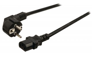 Cable de alimentación Schuko macho en ángulo - IEC-320-C13 de 5.00 m en color negro