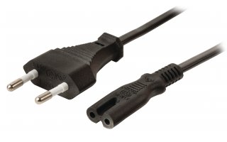 Cable de alimentación de conector Euro macho - IEC-320-C7 de 3.00 m en color negro