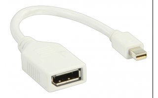 Cable adaptador mini DisplayPort, mini DisplayPort macho - DisplayPort hembra, blanco 0,20 m