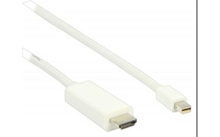 Cable adaptador mini DisplayPort, mini DisplayPort macho - conector HDMI, blanco 2,00 m