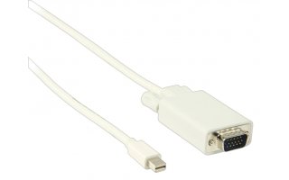 Cable adaptador mini DisplayPort, mini DisplayPort macho - VGA macho, blanco 2,00 m