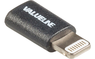 Adaptador USB Lightning, Lightning macho - USB Micro B hembra, negro