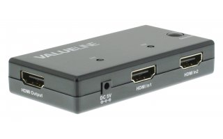 Conmutador manual HDMI de 2 puertos con 2 entradas HDMI y salida HDMI en color negro