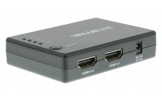 Conmutador manual HDMI de 4 puertos con 4 entradas HDMI y salida HDMI en color negro