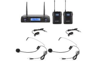 Vonyx WM62B Wireless Microphone UHF 16Ch with 2 Bodypacks