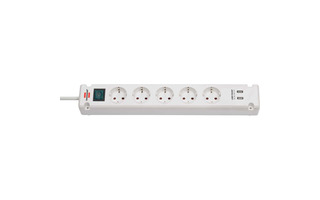 Brennenstuhl Bremounta Extension Socket 5-way 2x USB white 3m H05VV-F 3G1.5 - Brennenstuhl 11506