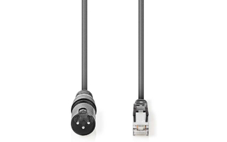 Cable Adaptador DMX - XLR de 3 pines macho - RJ45 macho - 0,3 m - Gris