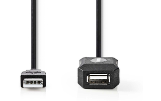 Cable Alargador Activo USB 2.0 - A Macho - A Hembra - 0,30 m - Negro - Nedis CCGP60EXTBK300