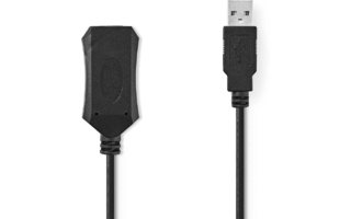 Cable Alargador Activo USB 2.0 - A Macho - A Hembra - 5,0 m - Negro - Nedis CCGP60EXTBK50
