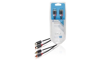 Cable alargador de audio estéreo de 2x RCA macho a 2x hembra, 5,00 m en gris - König KNA24205E50