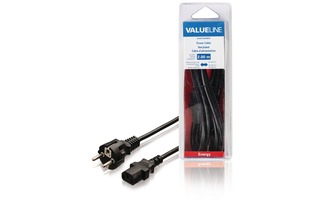 Cable de alimentación Schuko macho recto - IEC-320-C13 de 2.00 m en color negro - Valueline VLEB