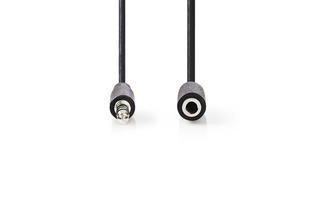 Cable de Audio Estéreo - Macho de 3,5 mm - Hembra de 3,5 mm - 1,0 m - Negro - Nedis CAGP22050BK1