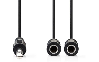 Cable de Audio Estéreo - Macho de 6,35 mm - 2x 6,35 mm hembra - 0,2 m - Negro - Nedis CAGP23110B