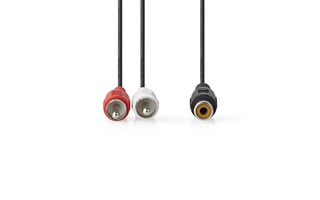 Cable para subwoofer - 2x RCA Macho - RCA Hembra - 0,2 m - Negro - Nedis CAGB24020BK02