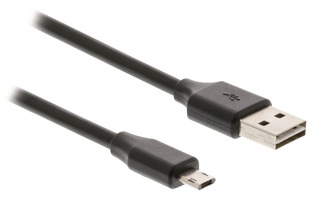 Cable USB 2.0: USB A macho - Micro USB B macho de 2,00 m en color negro 