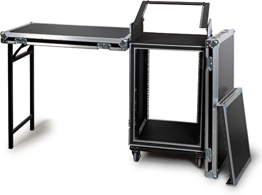 Rack 19" con 16U Anti-Shock con 1 ó 2 mesas para equipos de sonido DJ