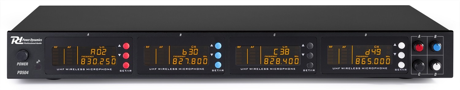 Power Dynamics PD504B 4x 50 Channel UHF Wireless Microphone Set With 4