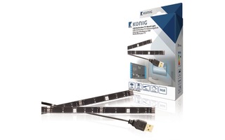 Luz ambiental atenuable mediante USB para el televisor en 2x tiras de 50 cm en RGB - König KNM-M