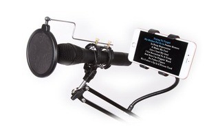 Pie de sobremesa para micrófono con soporte de SmarthPhone - Regulable