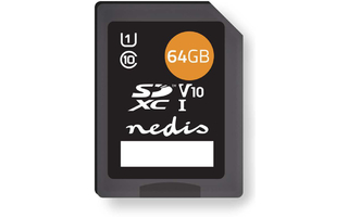 Tarjeta de Memoria - SDXC - 64 GB - Escritura de hasta 80 Mbps - Clase 10 - Nedis MSDC64100BK
