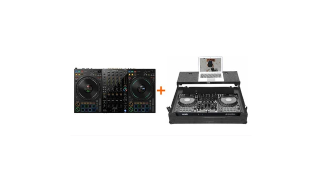 Pioneer DJ DDJ-FLX10 con UDG Ultimate Flight Case Black Plus