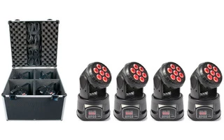 Cabezas Móvil SET DJ - 4 x Mini Wash 7 x 10W + FlightCase