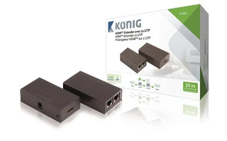 Extensor HDMI de emisor HDMI a receptor HDMI con 2x cables CAT5e/6 de 30 m en gris oscuro