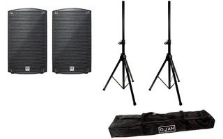 2x HK Audio Sonar 110 Xi con soportes de altavoz con funda